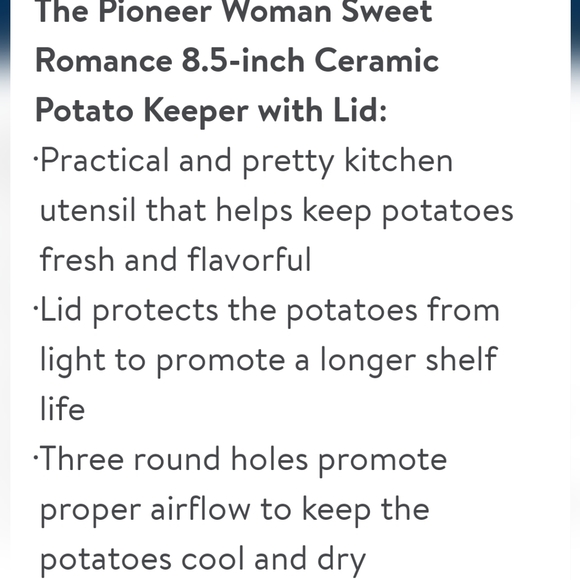 ❤️ New Pioneer Woman Sweet Romance Red Gingham Potatoe Keeper - Picture 6 of 8